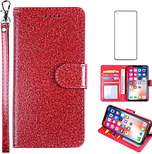 Miniatura 9 de Funda con purpurina para Oneplus 8 con protector de pantalla de vidrio templado y ranura para tarjetero con función atril de cuerpo completo