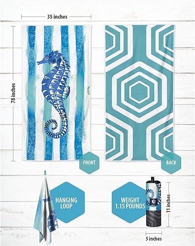 Vista 15 de VENTURE 4TH Toalla de playa de microfibra: secado rápido, compacta, sin arena, absorbente, a prueba de arena y ligera, perfecta para camping, playa