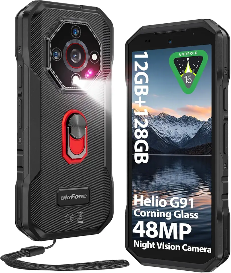 Ulefone Armor X32 Movil Irrompible, MTK G91 12GB+128GB/2TB 48MP+20MP Visión Nocturna Actualizabl Android 15 Movil Resistente 5.65" Cristal Gorilla Telefono Rugerizado Dual SIM/NFC 2años garantía-Negro Etiqueta Energética