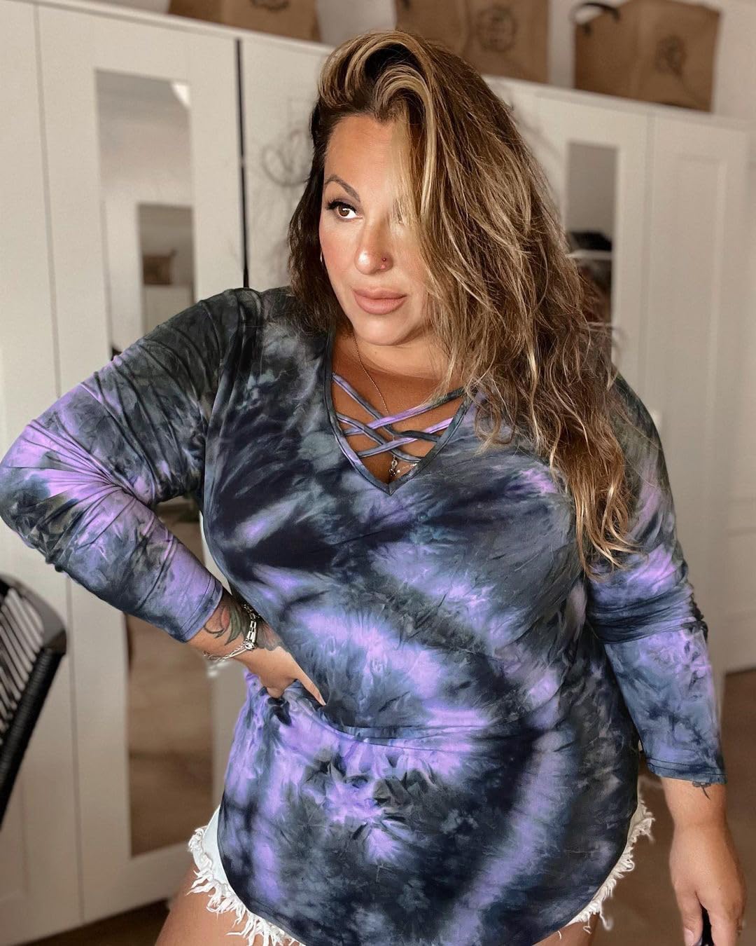 RITERA Plus Size Tops for Women Color Block Long Sleeve Shirts Casual Crewneck Tunics Fall Winter XL-5XL - Image 3