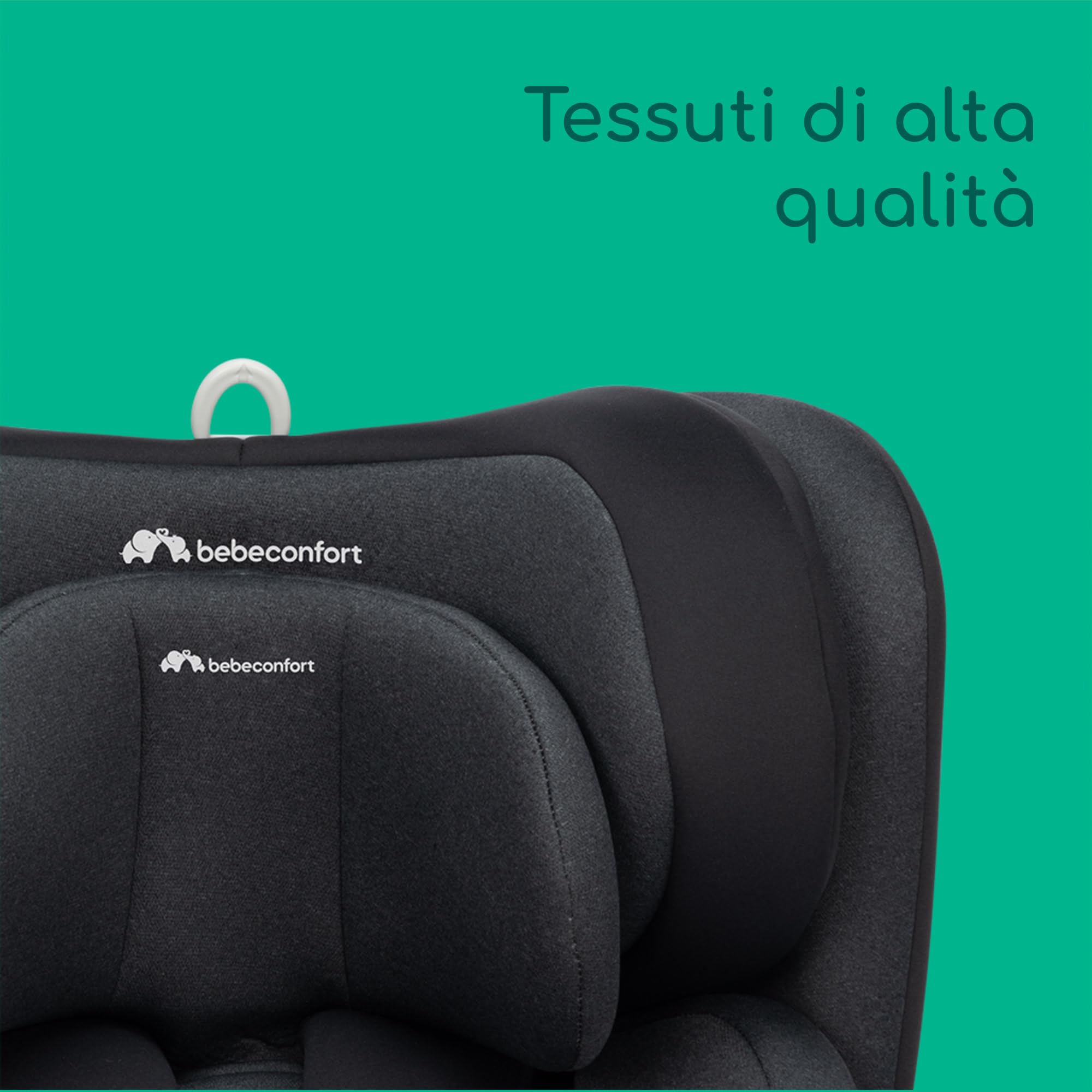 Bebeconfort EvolveFix i-Size Seggiolino Auto 0-36 kg, 360 girevole, 0-12 anni, 40-150 cm, Isofix, Reclinabile 5 posizioni, Regolabile in Altezza, Top Tether, Tessuti Traspiranti, Colorato di Nero