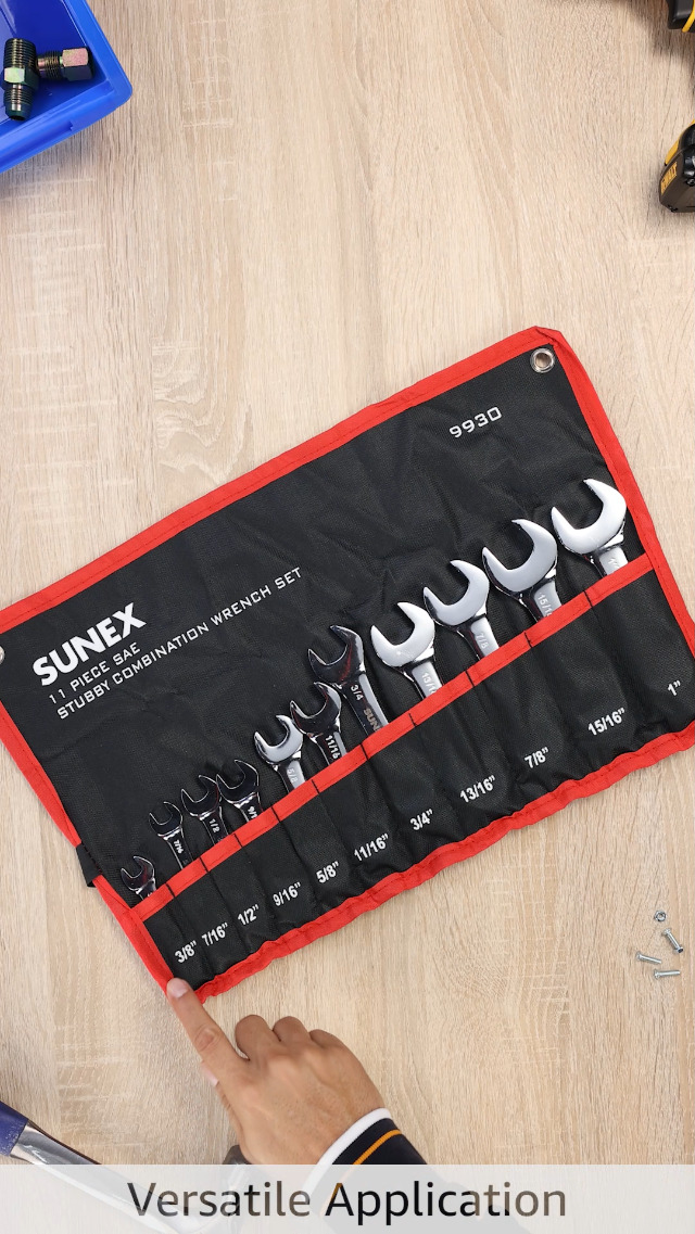 Sunex Tools 9930 SAE Stubby Combination Wrench Set, 3/8-Inch - 15