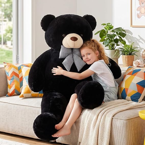 IKASA Giant Teddy Bear Stuffed Animal Plush Toy,47 Large Cute Jumbo Soft Toys,Huge Big Fluffy Fat Plushie,Gifts for Kid Girl (Black, 47 inches)