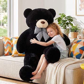 IKASA Giant Teddy Bear Stuffed Animal Plush Toy,47 Large Cute Jumbo Soft Toys,Huge Big Fluffy Fat Plushie,Gifts for Kid Girl (Black, 47 inches)
