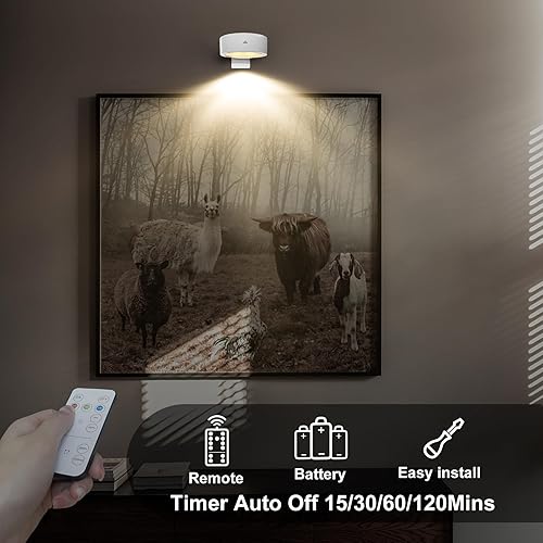 Miniatura 28 de Paquete de 3 luces de pintura a pilas para pared, pantalla magnética inalámbrica, luz artística con control remoto, luz de retrato regulable y Dorado