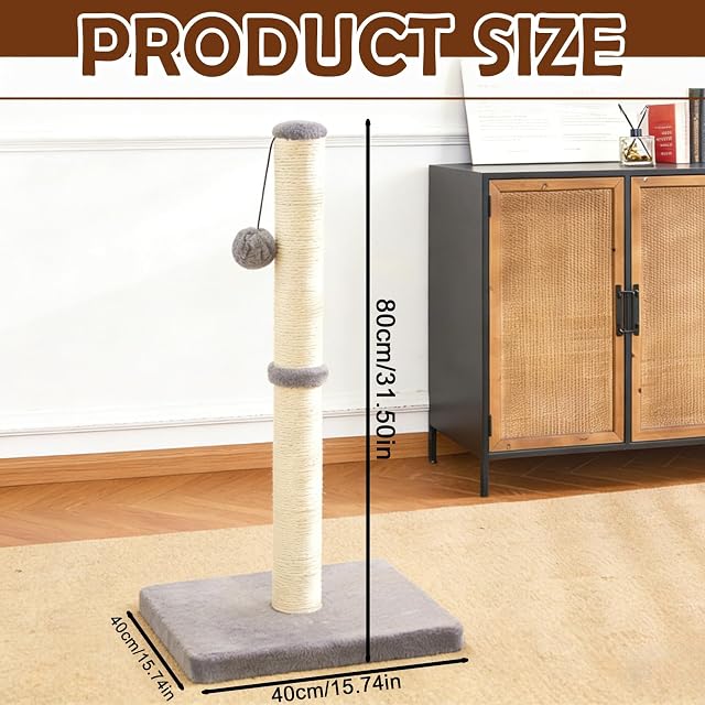 Foto 2 de 7 de Columna rascadora para gatos, 22 x 14 x 42 cm, pequeño árbol rascador con cuerda de sisal, rascador pequeño