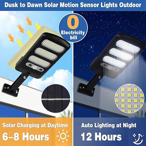 Miniatura 2 de Farolas solares para exteriores, 213 LED de 2000 lm del atardecer al amanecer, IP65 impermeable, sensor de movimiento solar con control remoto para