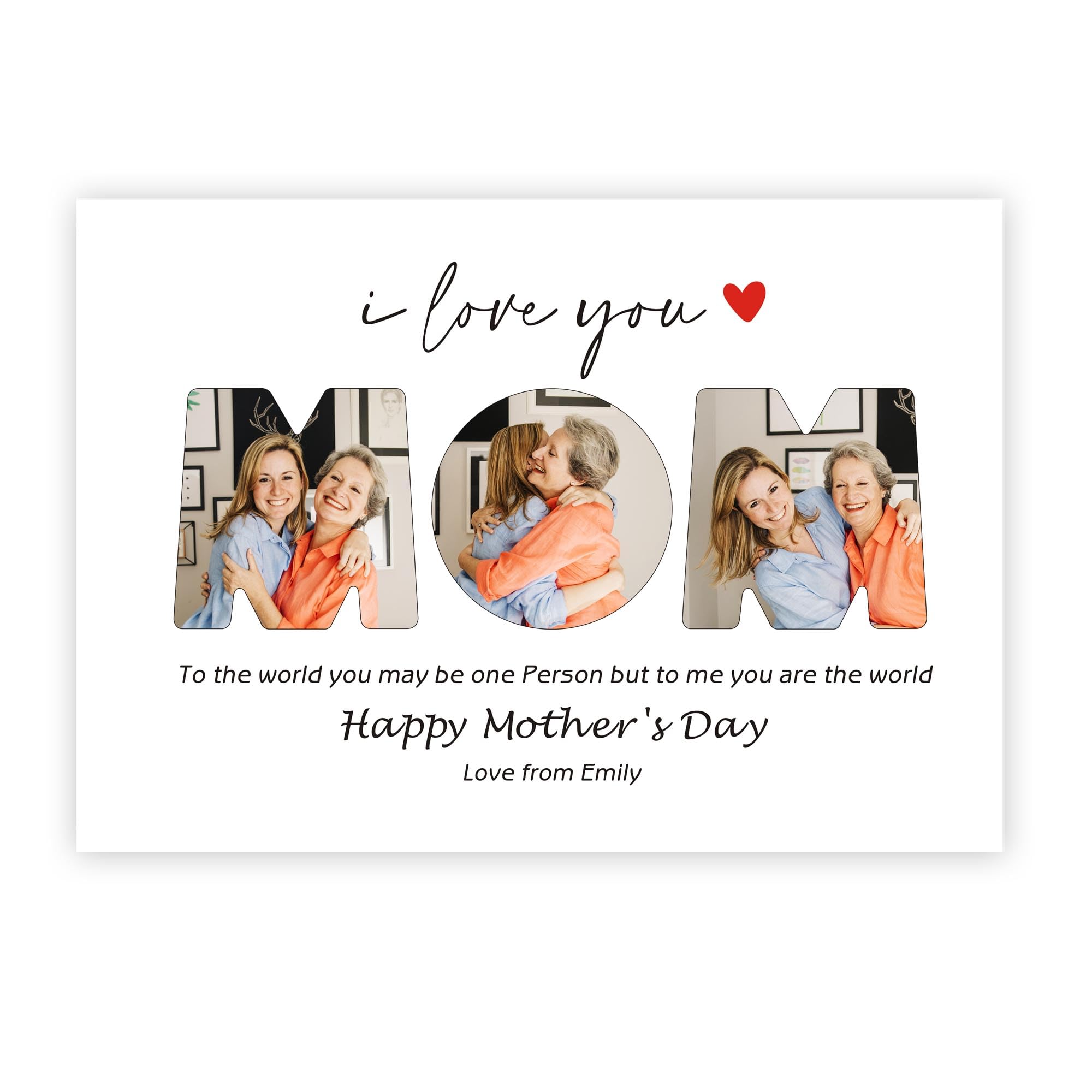 EDSG Personalised Mothers Day Gifts Custom Gifts for Mum Women Her Grandma Mom Mama Mummy Personalised Mothers Photo Gift for Mum from Daughter Son Memorial Gift for Mum (Unframed)