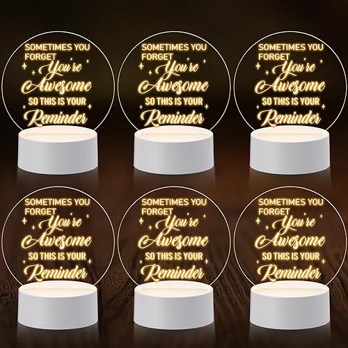 6 piezas de regalos de agradecimiento a los empleados, luz nocturna acrílica a granel, regalo de agradecimiento, lámpara de noche LED con base,