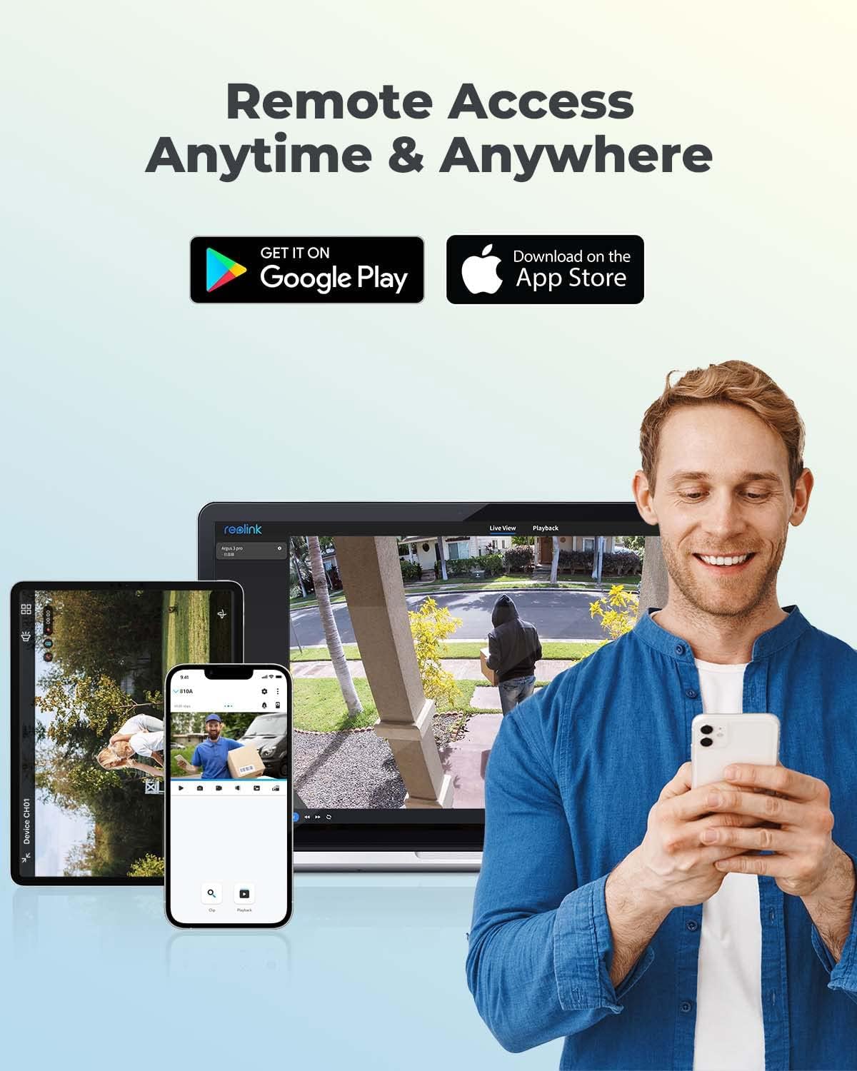 ريو لينك كاميرا مراقبة 4K/8MP بتقنية PoE IP، للمراقبة الخارجية والداخلية، للكشف عن الانسان/المركبات/الحيوانات الاليفة، رؤية ليلية بالاشعة تحت الحمراء 100 قدم، تعمل مع المنزل - الصورة 5