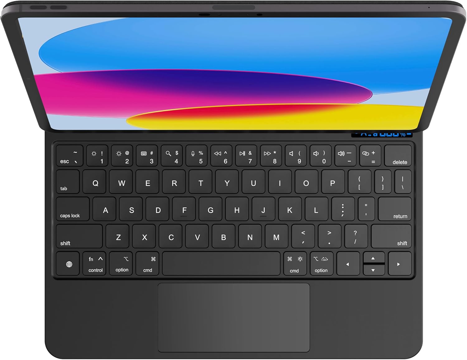 nimin Keyboard case for iPad 10th Generation 2022, 7 Colour Backlit, Multi-Touch Trackpad, Floating Magnetic Design, Battery Display, Obsidian Black