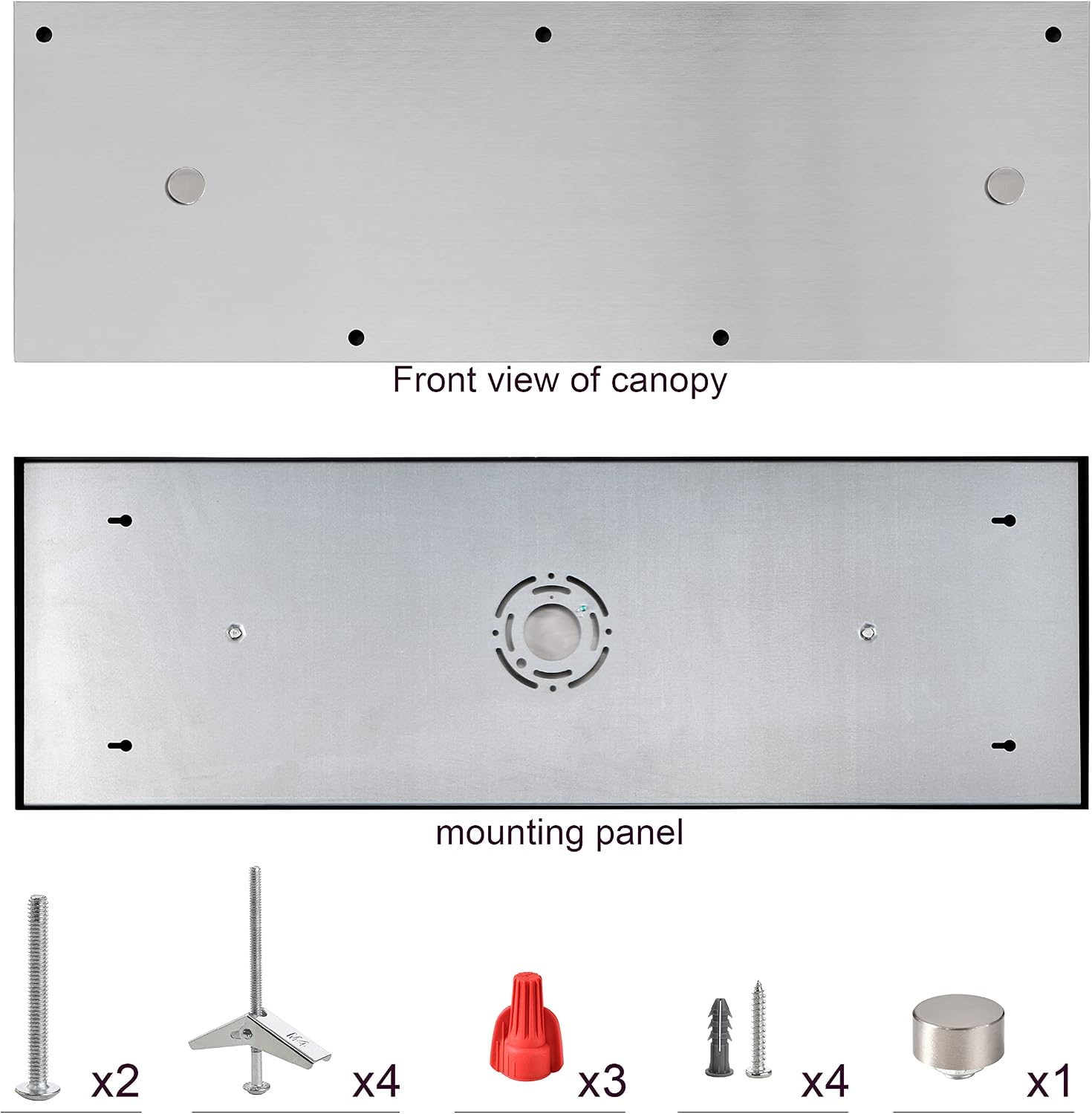 Five Pendant Light Linear Canopy Accessory Light Kit, 33-7/16 inch Flush Mount Cluster Canopy, Hanging 5 Lights with One Outlet Box for Kitchen Island, Mounting Hardware Included, Brushed Nickel