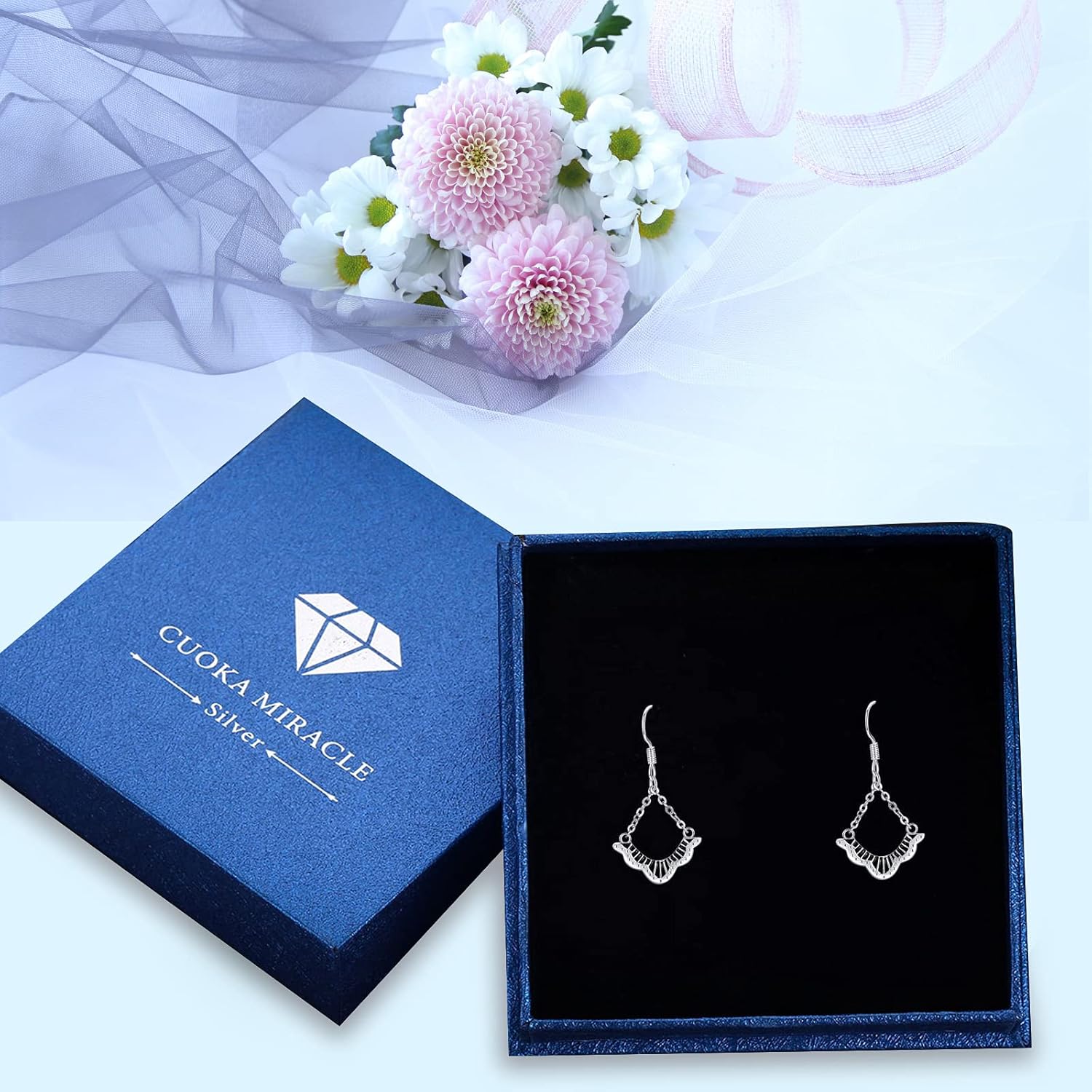 Miniatura 7 de Ruth Bader Ginsburg - Aretes colgantes de plata de ley 925, joyería RBG, aretes de collar Libra RBG, aretes de borla negra, joyería hipoalergénica