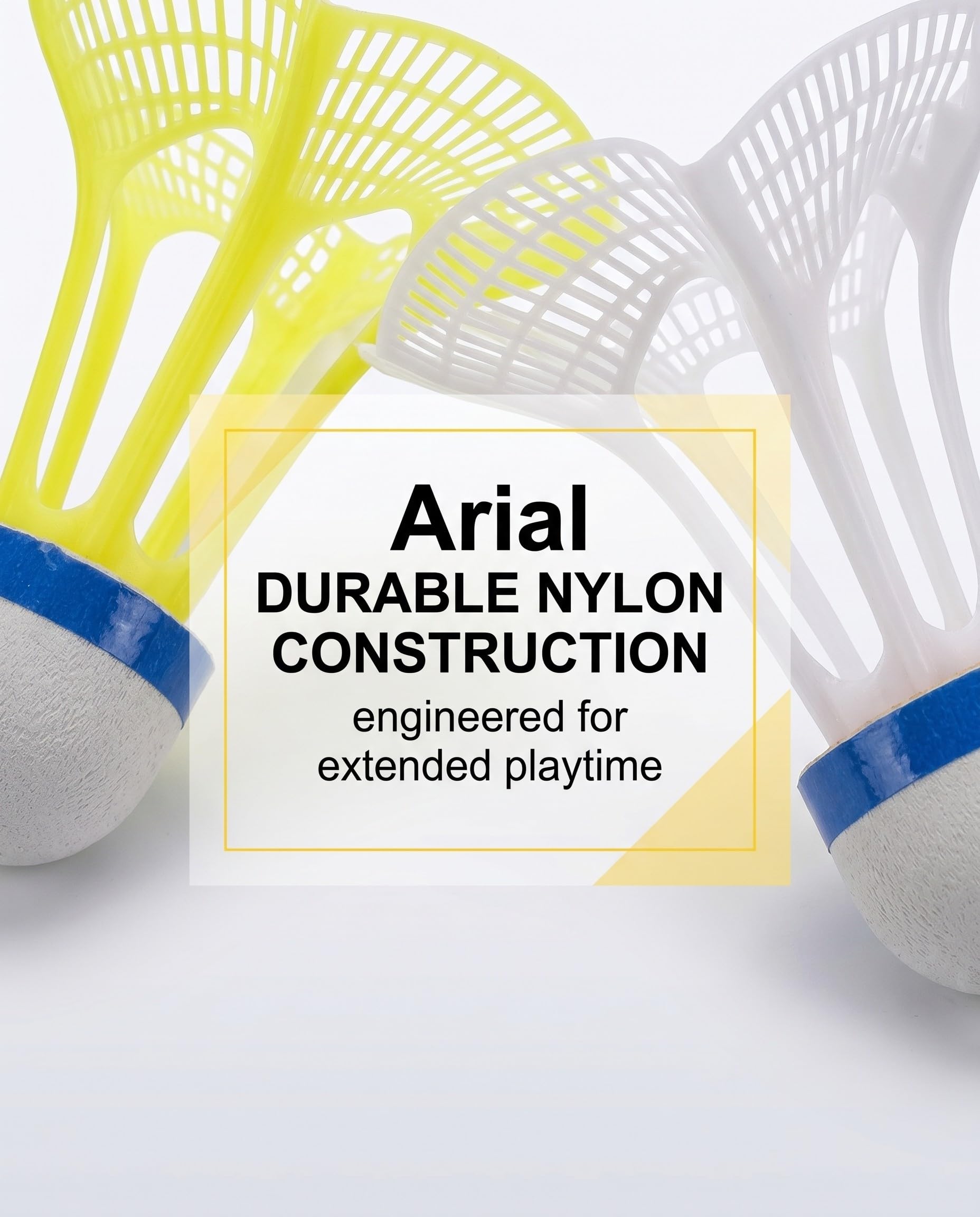 6 Volani da Badminton Winddicht Giallo Bianco Nylon Lunga Durata per Allenamento e Svago all'Aperto e al Chiuso Parco Spiaggia