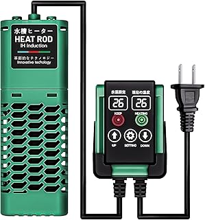 ZHHMl 水槽 ヒーター 最新設計 水中 ヒーター ミニヒーター アクアリウム 防爆 過熱保護 20-34°C温度調節 熱帯魚 金魚 カメ 水槽 用 ベタ サーモスタット 周波数変換加熱する (300W)
