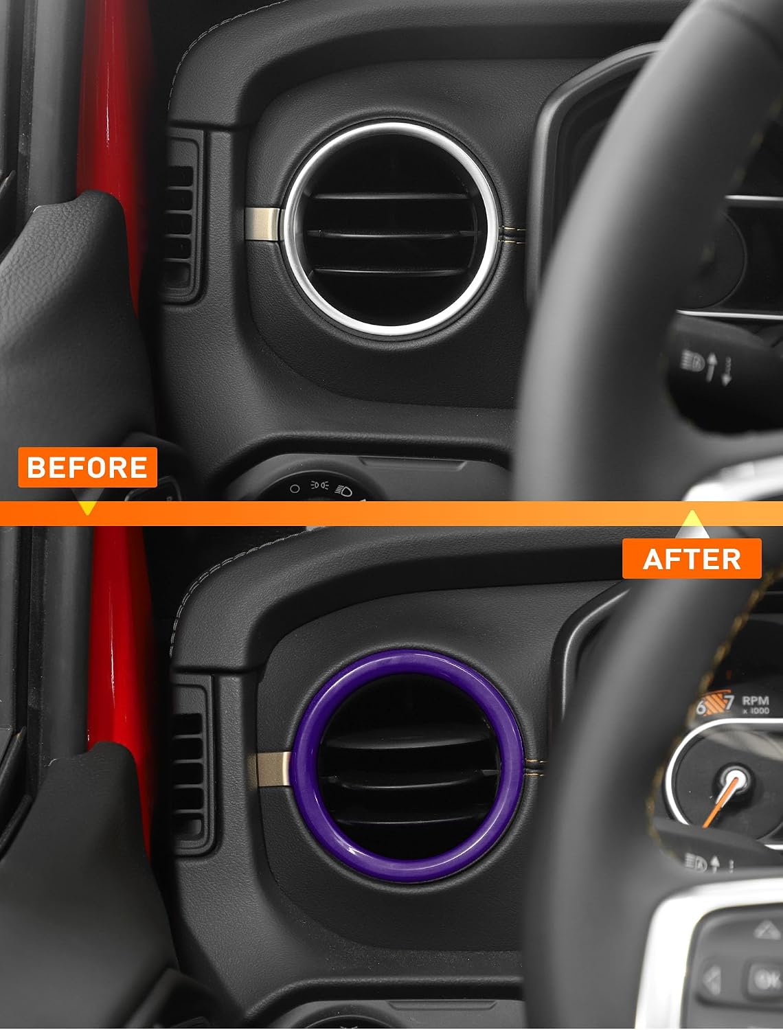Savadicar HVAC Air Vent Trim Covers for 2024+ Jeep Wrangler (JL) & Gladiator (JT) - Upgrade Your Ride Style with 2 Pcs ABS Dashboard AC Vent Accents, Premium Interior Accessories, Purple
