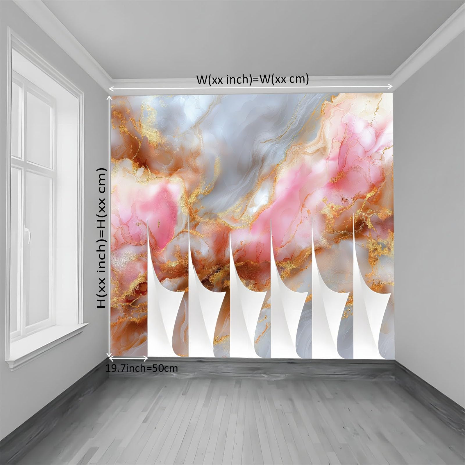 Générique Panoramiczna tapeta abstrakcyjny marmur piasek ruchomy złoty liść 3D 350 x 256 cm, włóknina XXL nowoczesna dekoracja ścienna salon sypialnia biuro pokój dziecięcy, wielokolorowy
