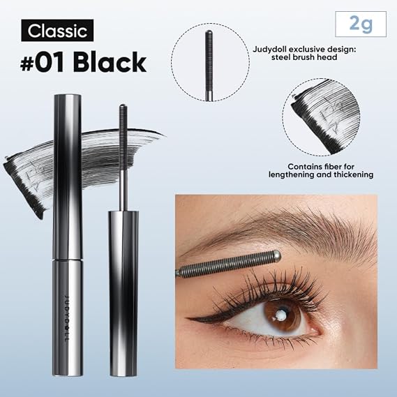 JUDYDOLL Defined lash Kit-Gentle Remover for Waterproof Eye Makeup | #01BLACK IRON MASCARA + Mascara Remover