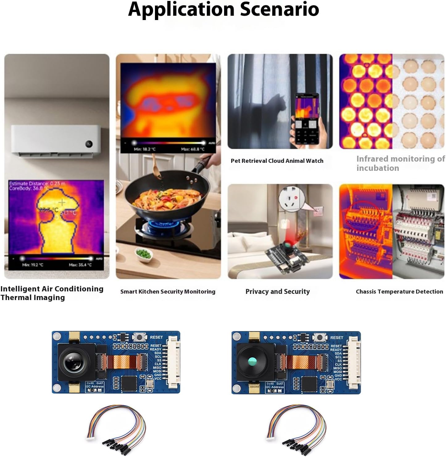 正確な温度センサー HAT ダブル視野 44&deg; 90&deg; SPI I2C 接続互換開発ボード 温度センサー開発ボード