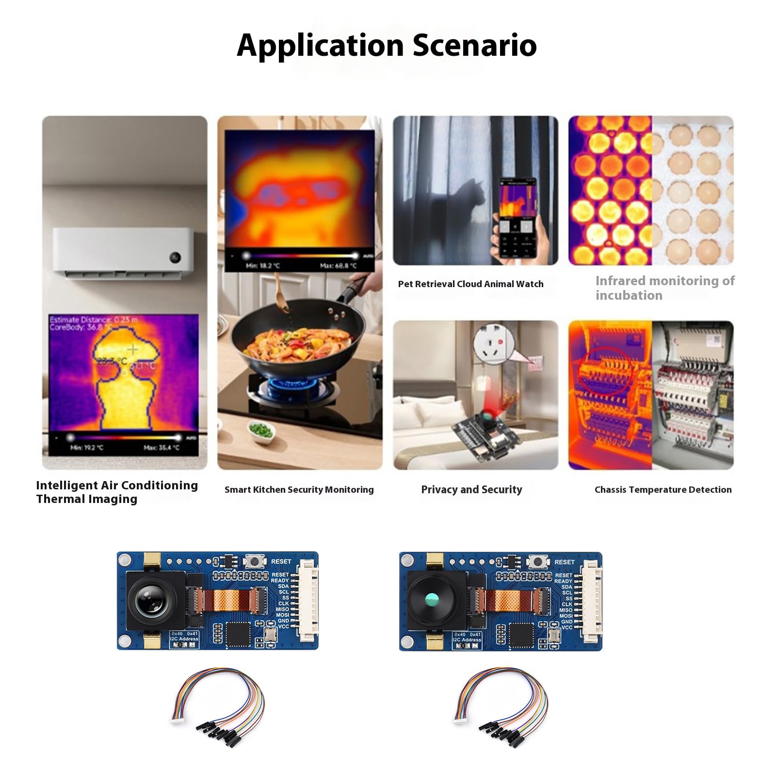 Wärmebild-Sensor-Kamera, Hut, 44 °, 90 °, FOV, SPI I2C, für kleine Formfaktoren, eingebettete Systeme, Wärmebildgerät