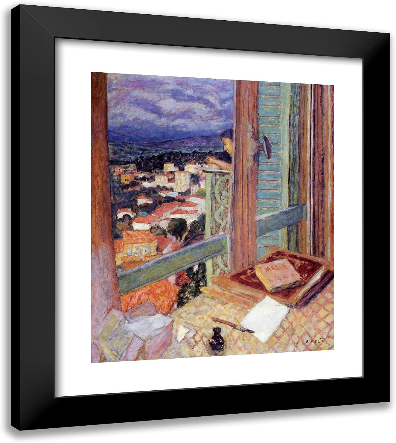 ArtDirect Bonnard, Pierre 20x23 Gold Ornate Framed Art Print with Double Matting Titled: The Window