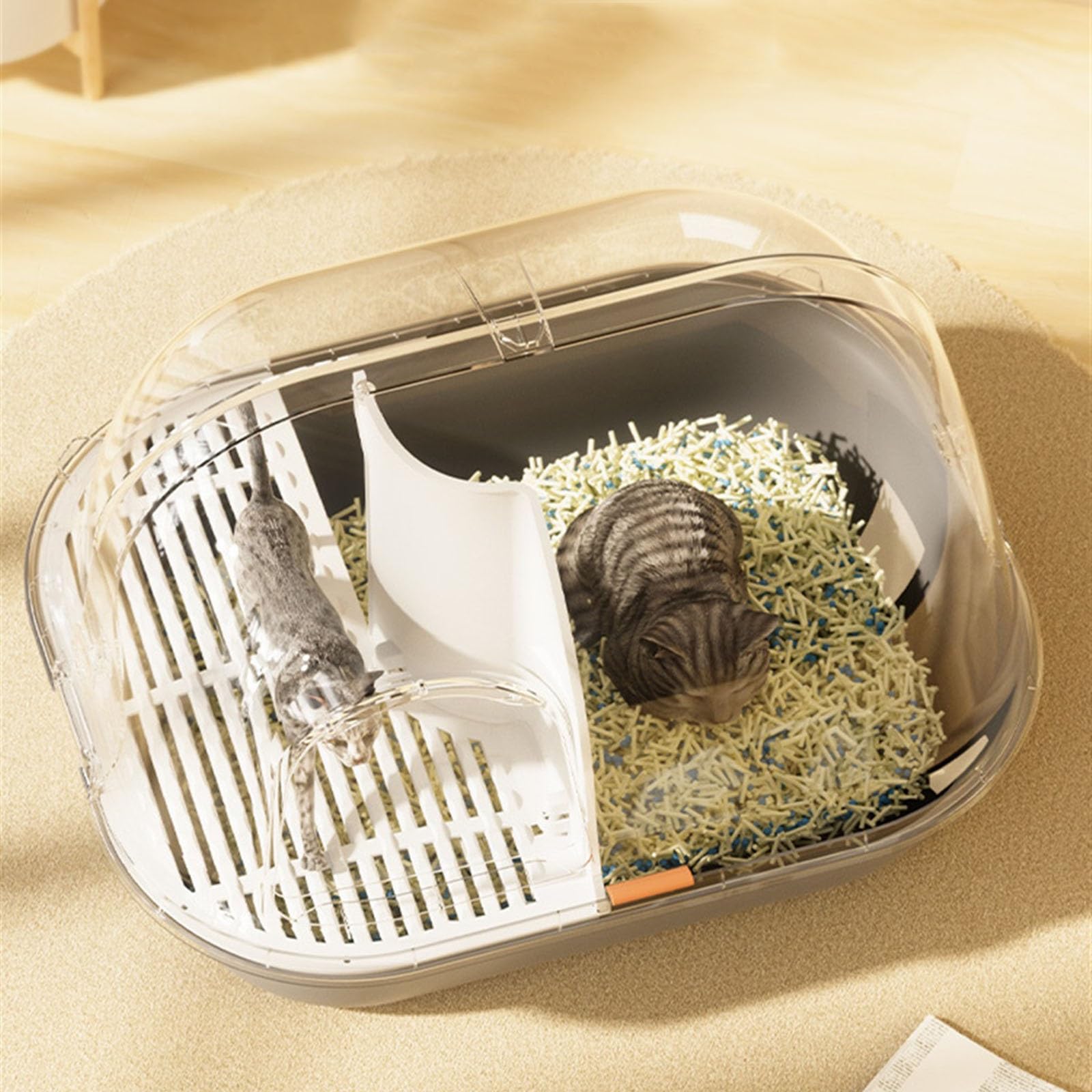 Exclusivo para Gatos y Perros Caja de Arena for Gatos Grande con Puerta Frontal Solapa y Pala, Bandeja Capucha for Mantener la adentro privacidad, fácil Limpiar para Interiores(Green)