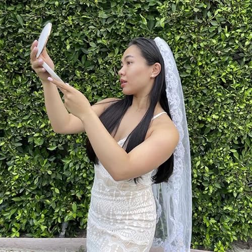 Miniatura 8 de Impressions Coco - Espejo compacto LED con botón de atenuación, mini espejo de viaje redondo para maquillaje con lupa 7X