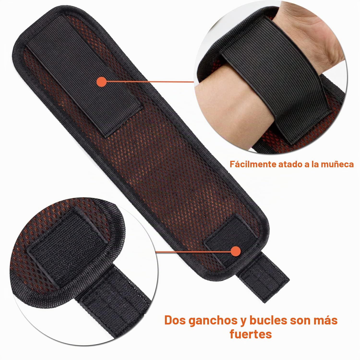 Pulsera magnética, regalos para hombres con 15 imanes para sujetar tornillos, clavos, brocas, herramientas de carpintería, imán magnético para muñeca, herramienta, cinturón, tornillos