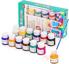 Tintura tessile lavabile in lavatrice, 12 colori in tessuto impermeabile (25 ml) con pennelli, per bambini e adulti per dipingere t-shirt, vestiti, scarpe, jeans, borse, ecc