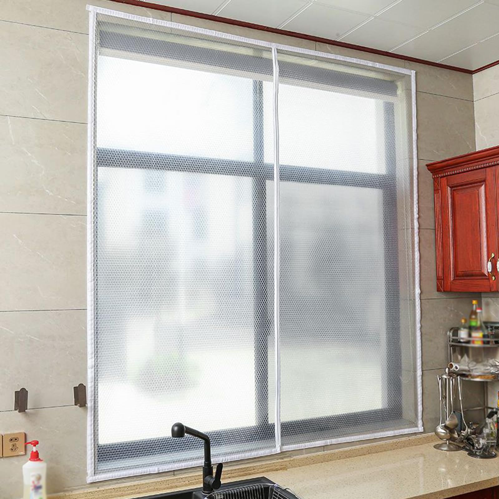 Fenster Isolierfolien Winter - Winddichte Wärmedämmung 100x120cm Mit Reißverschluss