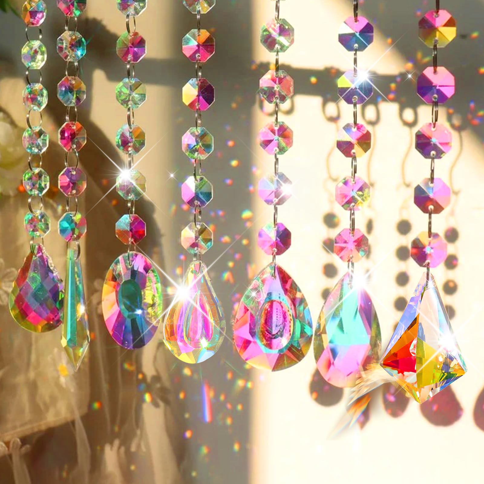 Fiauli Set di 200 kit di produzione di acchiappasole fai da te, cristalli colorati, pendenti arcobaleno a prisma in sfera di cristallo per finestre, interni ed esterni, decorazione