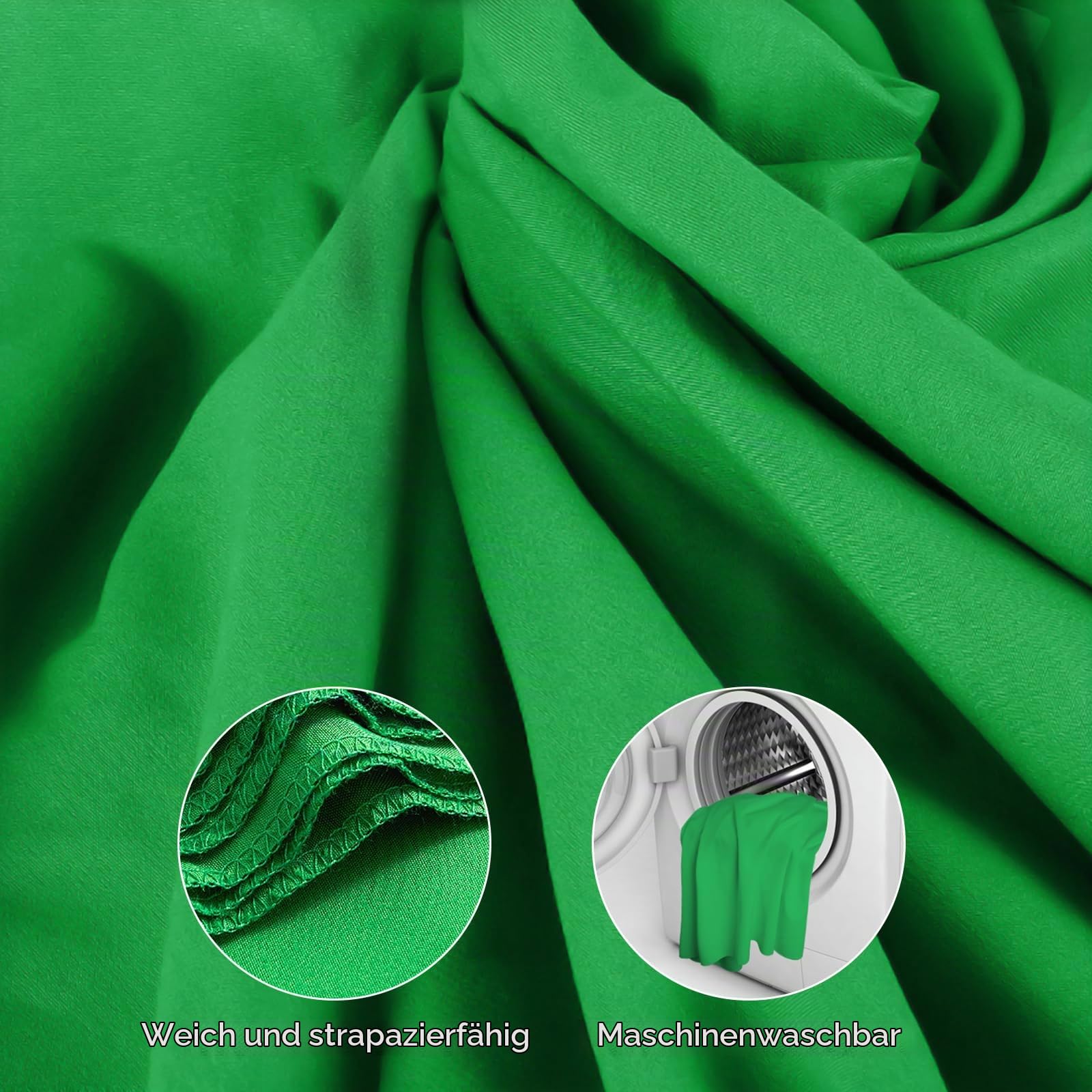 Greenscreen Hintergrund mit Ständer, Heorryn 2 x 1,5 m Fotografie Hintergrund Ständer Kit mit Green Screen Chromakey für Fotoshoot Stream Gaming Photo Video Recording