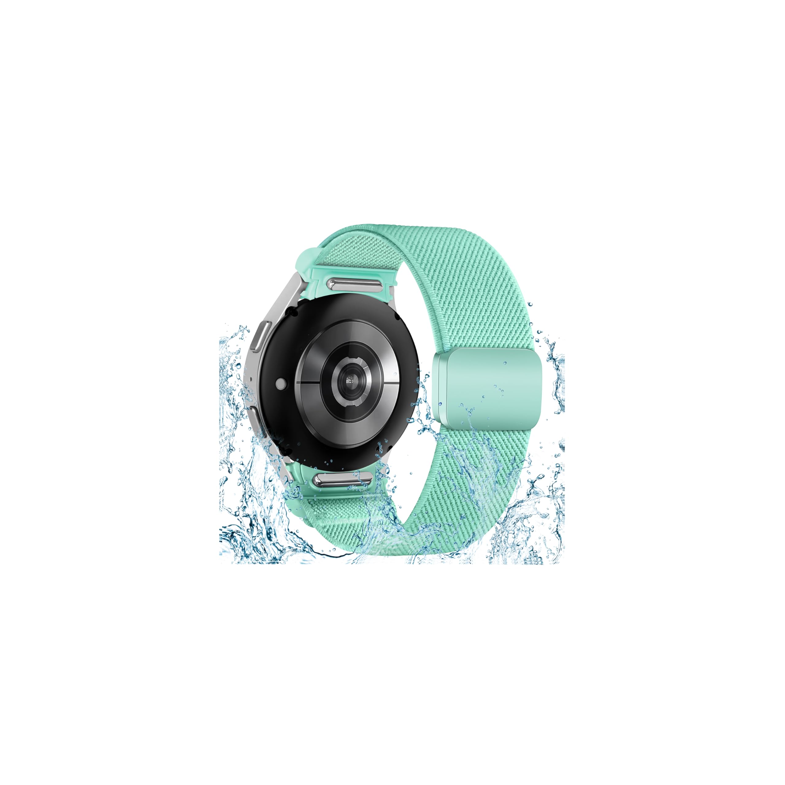 Ein-Klick Elastisches Armband kompatibel mit Samsung Galaxy Watch 7/6/5/4 40mm/44mm, 6 Classic 43mm/47mm, 5 Pro 45mm, 4 Classic 42mm/46mm – Nahtloser Spritzwassergeschützt Armband mit Magnetverschluss