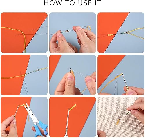 Miniatura 5 de Kit de 28 agujas perforadoras para bordar, herramienta de aguja perforadora ajustable, bolígrafo de bordado de mango de madera, paño de aguja de
