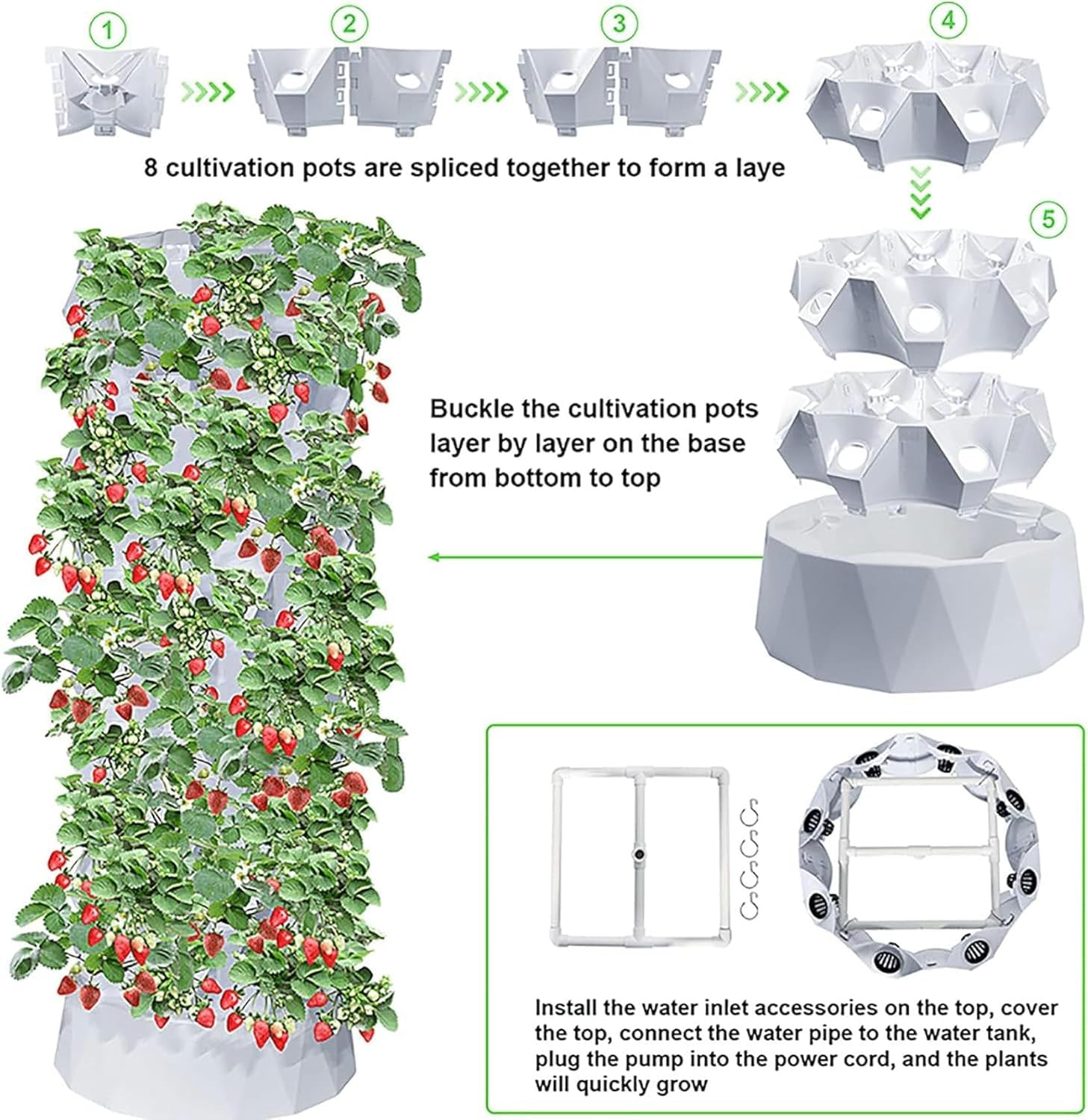 Arrosage Automatique Jardin hydroponique d'intérieur en Tour - Système de Culture Auto-arrosant avec Pots en Filet for Le Jardinage Domestique/Un Pack(10 Layers)