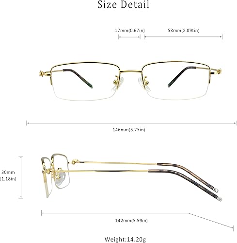 Miniatura 3 de LifeArt Gafas de lectura semisin montura de aleación, gafas de bloqueo de luz azul, antifatiga visual, gafas de juegos de computadora, gafas de TV
