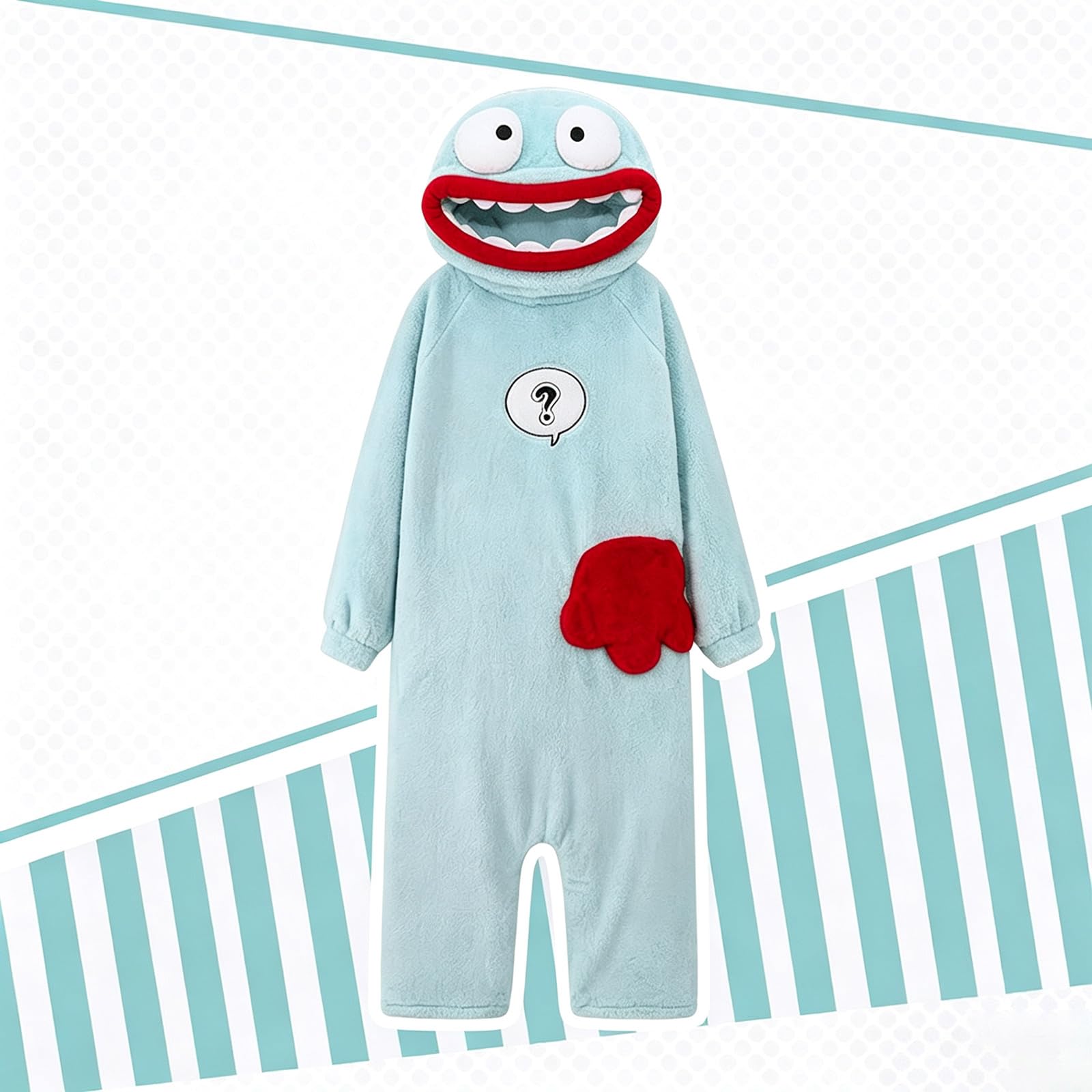 Genérico Pijama de Monstruo para Mujer y Hombre, Mono con Capucha de Franela, Pijama de Cuerpo Entero Acogedor con Bolsillos, Otoño Invierno Disfraz Bocazas Dormir Unisex para Hogar y Halloween