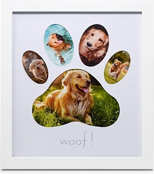 Green Pollywog 5-Opening Paw Print Collage Picture Frame, White