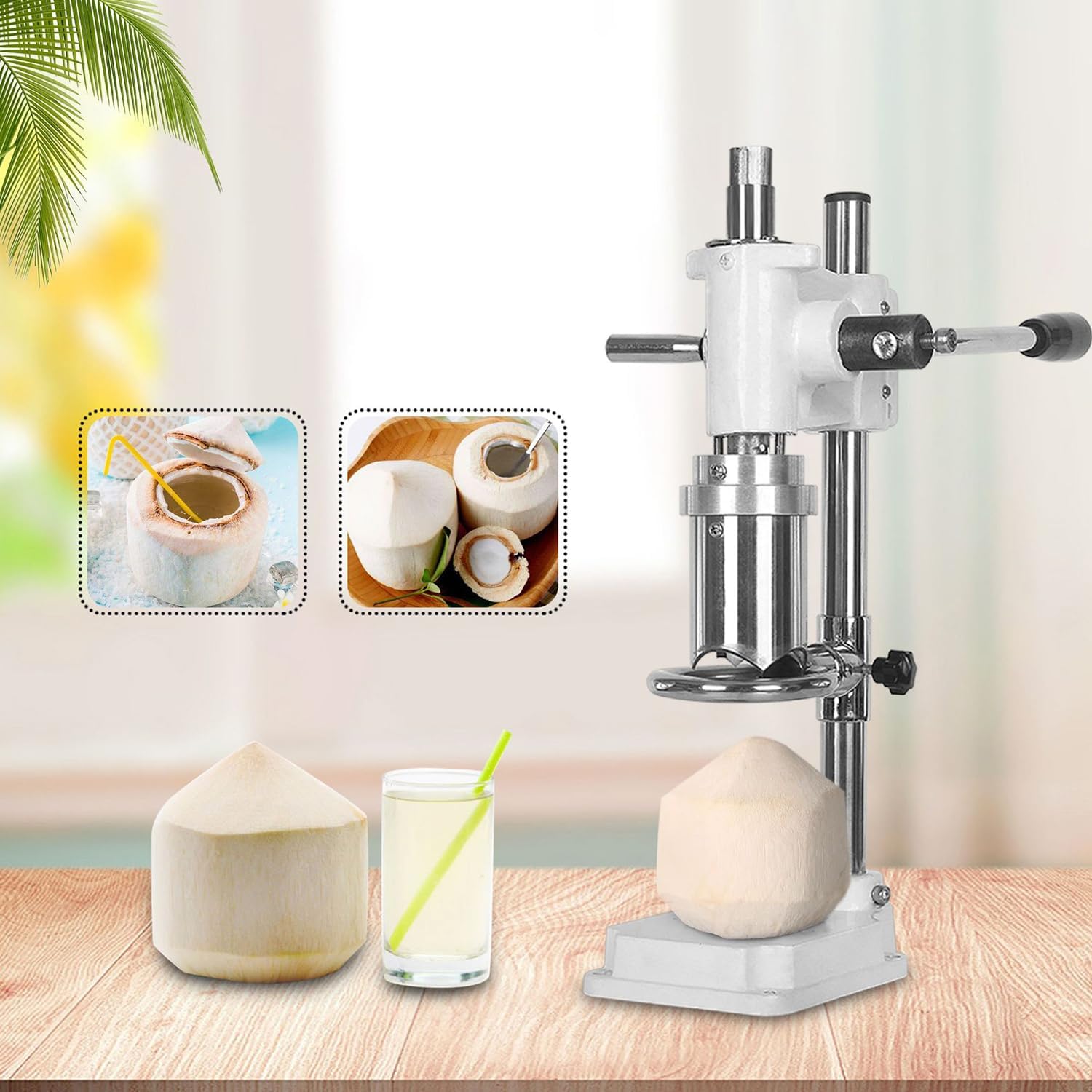 Manual Coconut Lid Opener, Stainless Steel Commercial Coconut Opener Lid Machine, One-Piece Molding, 6 Cm Opening Size, Saving Time and Effort, for Home Shops Fruit Markets