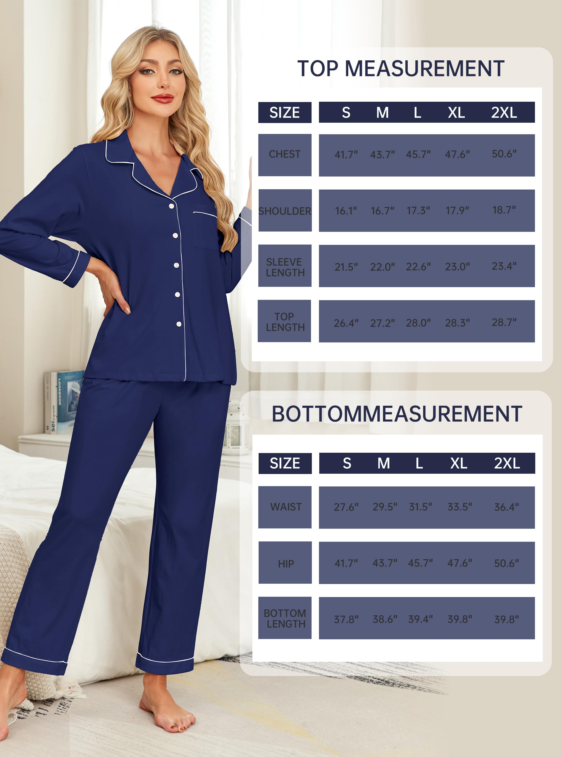 EA'S SECRET Conjunto de pijama para mujer, 100 % algodón, camisa y pantalones de manga larga suave, ropa de dormir con botones