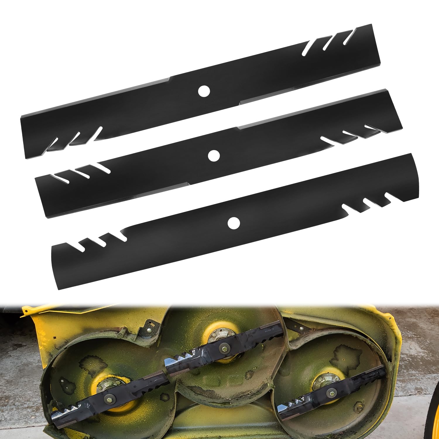 Replace for 3PK Lawn Mover Blades Fit for 60" Hustler 794230 793935 794214 600901 603992X 793794 793794X for Diesel Z, Hustler Z, Raptor SD, Super 104, Replacement for New Oregon G3 Gator Blades