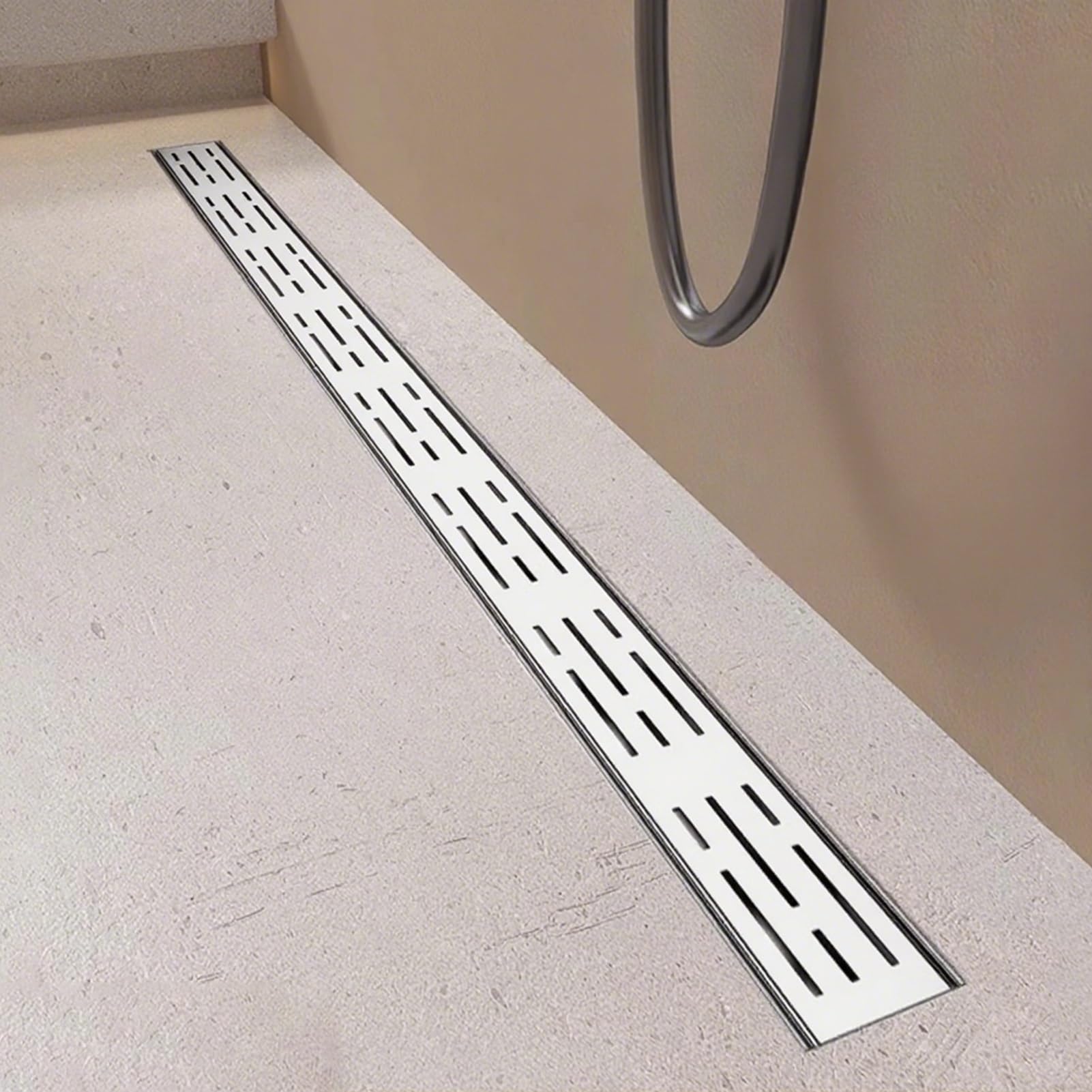 WQPMNYG Premium 304 Stainless Steel Trench Drain Grate for Shower & Patio, Slim Floor Drain Channel Kit with Cover, Perfect for Bathroom Use (15x4cm / 5.9"x1.6")