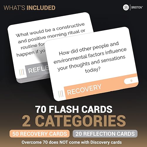 Miniatura 5 de Briston Tarjetas flash de recuperación de adicciones - 70 tarjetas de preguntas de terapia para asesoramiento grupal y salud mental - Indicaciones
