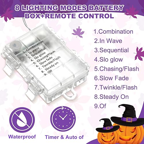 Miniatura 3 de Decoraciones de Halloween, decoración de otoño, tira de luces de hoja de arce con temporizador y control remoto, 20 pies, 60 LED, funciona con