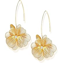 Gold Flower Earrings for Women Dainty Summer Flower Earrings Tropical Floral Earring Prom Wedding Earring Statement Trendy Jewelry Fashion Vacation Accessories for Women