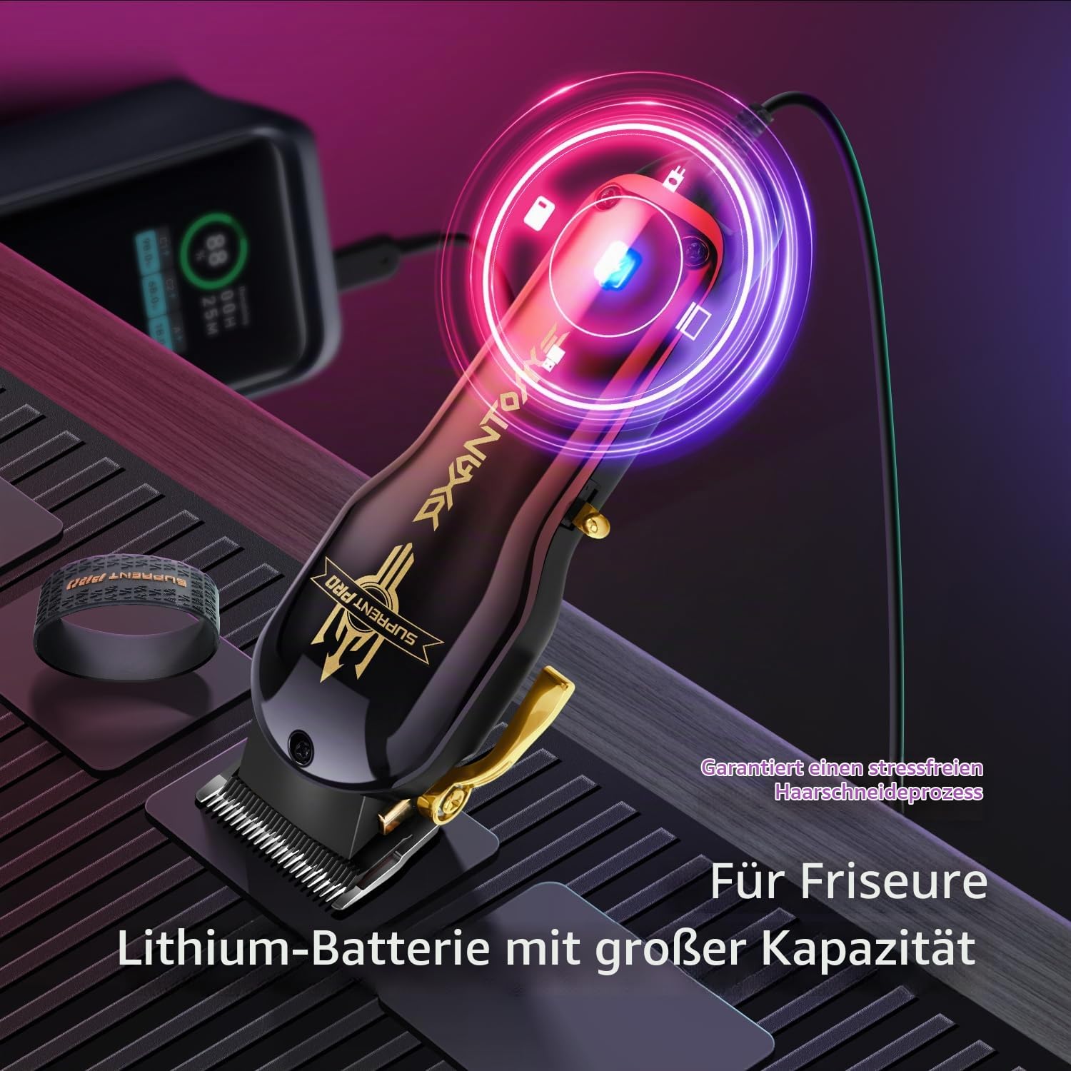 SUPRENT PRO Professionelle Haarschneidemaschine für Männer – Premium-Friseur-Haarschneidemaschine mit DLC-beschichteter Klinge und bürstenlosem Motor – Geschenk für Männer (Rot)