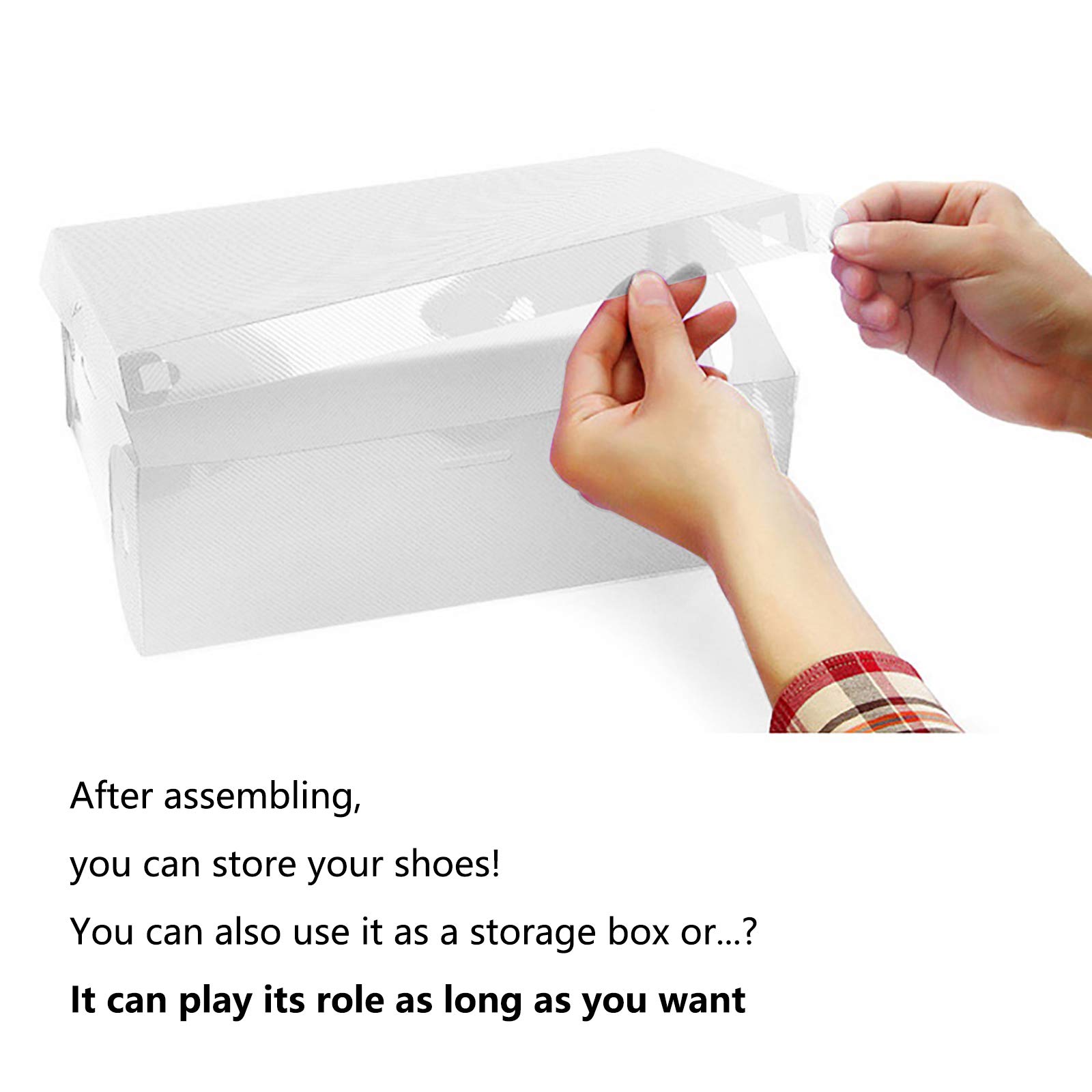 OUKANING Caja de zapatos transparente, 20 unidades, caja de almacenamiento multifuncional, 28 cm x 18 cm x 10 cm, apilable, de plástico PP