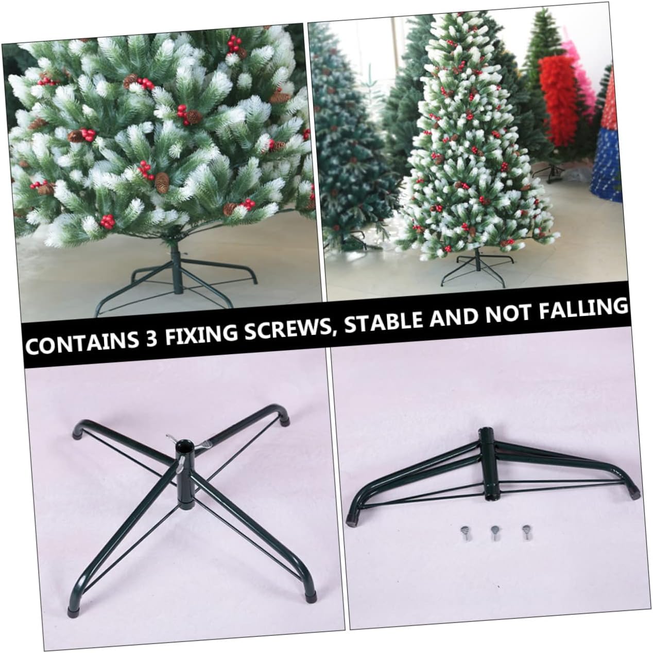 2pcs Metal Christmas Tree Bases Xmas Tree Brackets for Stable Support Home Decor Supplies Easy to Use Wear-Resistant Bracket for Artificial