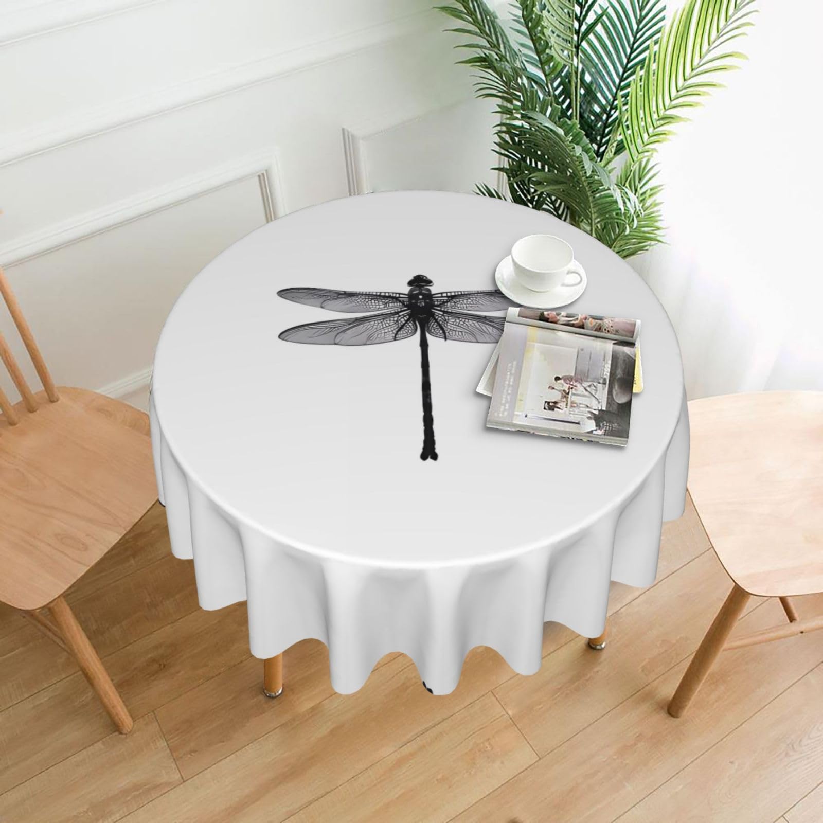 ZHAOUR Dragonfly Print Round Washable Tablecloth – Table Cover