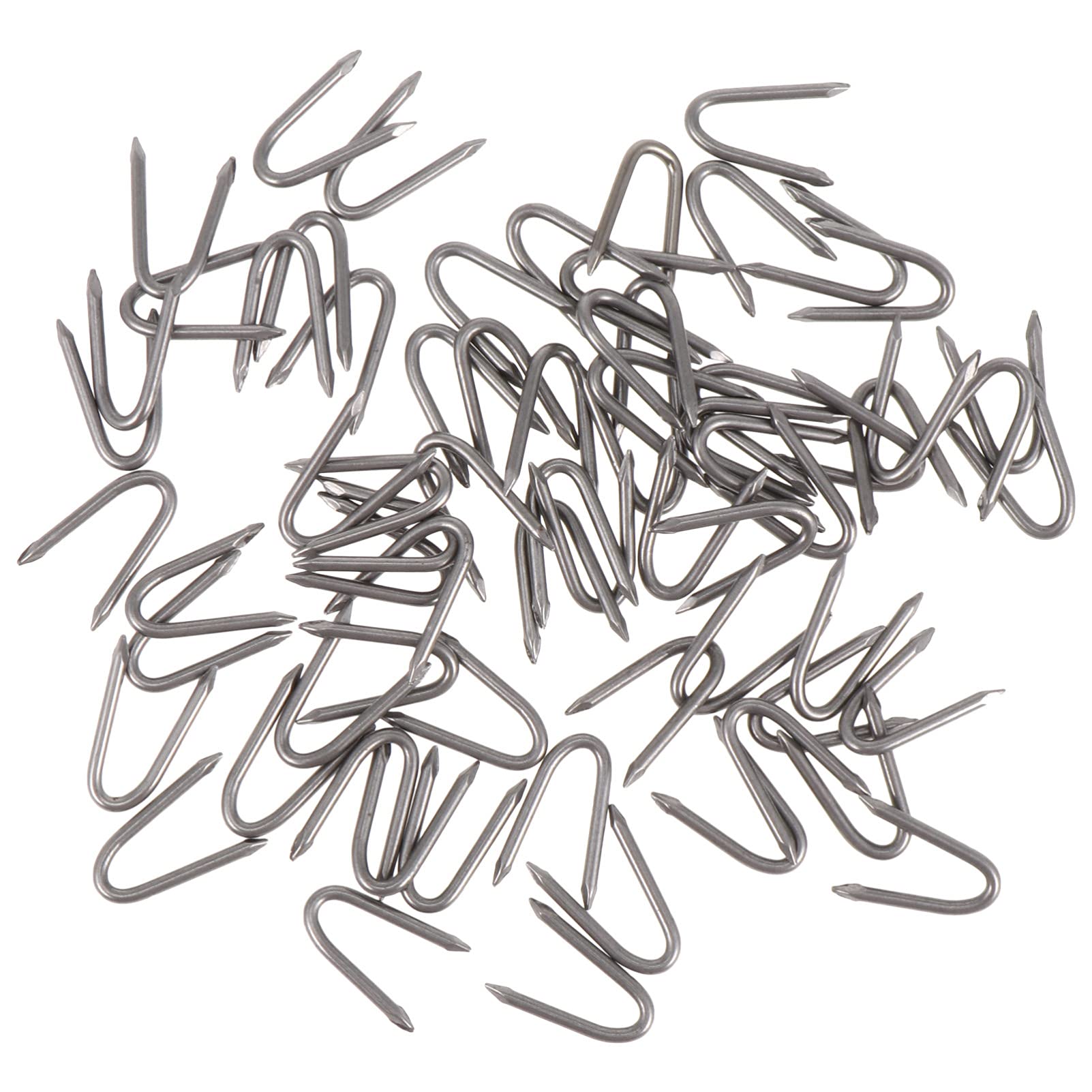 YARDWE Galvanised Netting Staple U Nail Iron Garden Pile U Shaped Nails Fixing Turf Tool for Fixing Fencing Silver 70pcs